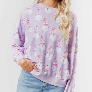 Baby Kids Bamboo Pajamas — Feelin' Snow Pretty Women's Relaxed Crew Neck Sweatshirt — Image 1