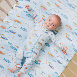 Baby Kids Bamboo Pajamas — Holy Carp Crib Sheet — Image 1