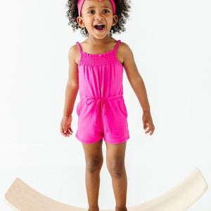 Baby Kids Bamboo Pajamas — Flamingo Pink Romper — Image 1