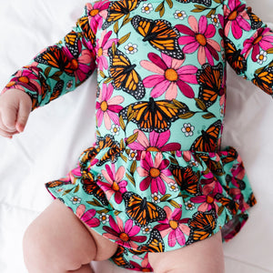 Baby Kids Bamboo Pajamas — Floral Flutter Ruffle Dress — Image 1