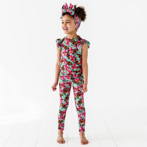 Baby Kids Bamboo Pajamas — Floral Flutter Two-Piece Pajama Set — Image 1