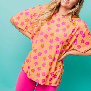 Baby Kids Bamboo Pajamas — Flower Child Women's Oversized T-Shirt & Biker Shorts Set — Image 1