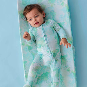 Baby Kids Bamboo Pajamas — For What It's Earth Changing Pad Cover - Green — Image 1