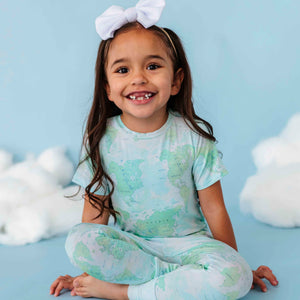Baby Kids Bamboo Pajamas — For What It's Earth Two-Piece Pajama Set - Green — Image 1
