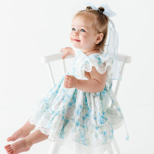 Baby Kids Bamboo Pajamas — Forget Me Not Tiered Dress — Image 1