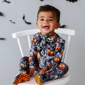 Baby Kids Bamboo Pajamas — Fright Club Footie — Image 1