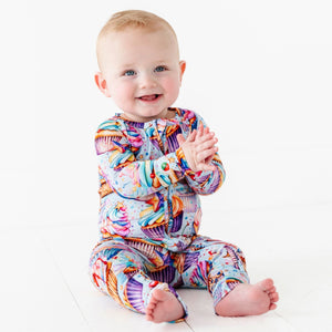 Baby Kids Bamboo Pajamas — Frosting Filled Wishes Convertible Romper — Image 1