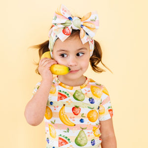 Baby Kids Bamboo Pajamas — Fruit for Thought Biggie Bow — Image 1