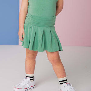 Baby Kids Bamboo Pajamas — Turf Green Girls Skort — Image 1