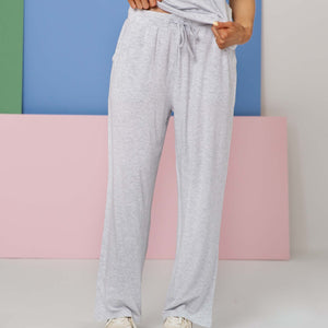 Baby Kids Bamboo Pajamas — Heather Grey Women’s Wide Leg Pants — Image 1