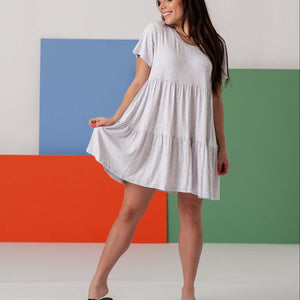 Baby Kids Bamboo Pajamas — Heather Grey Women's Short Sleeve Dress — Image 1