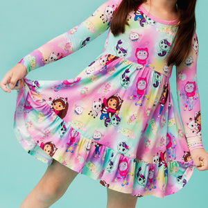 Baby Kids Bamboo Pajamas — Gabby's Dollhouse™ Long Sleeve Dress & Shorts Set — Image 1