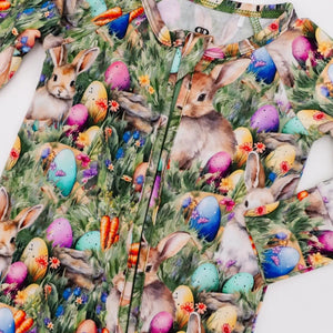 Baby Kids Bamboo Pajamas — Gang's All Hare Convertible Romper — Image 1