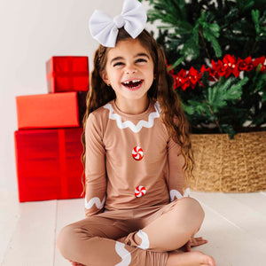 Baby Kids Bamboo Pajamas — Gingerbread Bamboo Pajama Set — Image 1