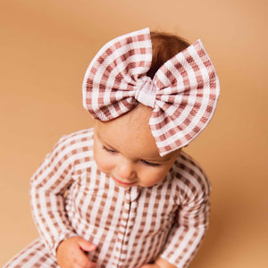 Baby Kids Bamboo Pajamas — Gingham Style Biggie Bow — Image 1
