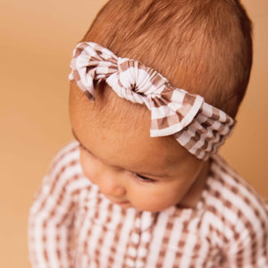 Baby Kids Bamboo Pajamas — Gingham Style Headwrap — Image 1