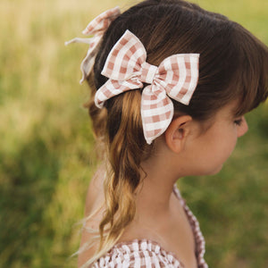 Baby Kids Bamboo Pajamas — Gingham Style Woven Piggy Clip — Image 1