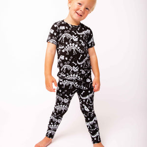 Baby Kids Bamboo Pajamas — Glow Extinct Short Sleeve Pajama Set — Image 1