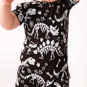 Baby Kids Bamboo Pajamas — Glow Extinct Shortie Romper — Image 1