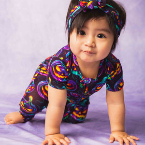 Baby Kids Bamboo Pajamas — Glow Getter Short Sleeve Romper — Image 5