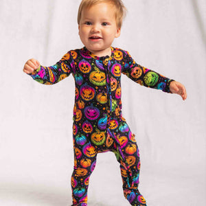 Baby Kids Bamboo Pajamas — Glow Hard or Glow Home Footie — Image 1
