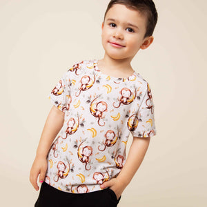 Baby Kids Bamboo Pajamas — Go Bananas T-Shirt — Image 1