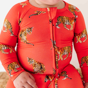 Baby Kids Bamboo Pajamas — Go Get 'Em Tiger Convertible Romper — Image 1