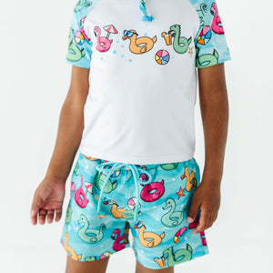 Baby Kids Bamboo Pajamas — Go With The Float Boys Swim Shorts — Image 1