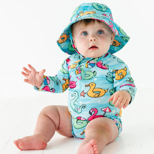 Baby Kids Bamboo Pajamas — Go With The Float Rash Guard One Piece Swimsuit — Image 1