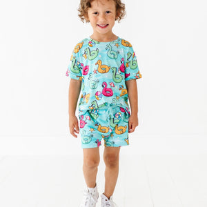 Baby Kids Bamboo Pajamas — Go With The Float T-Shirt & Shorts Set — Image 1