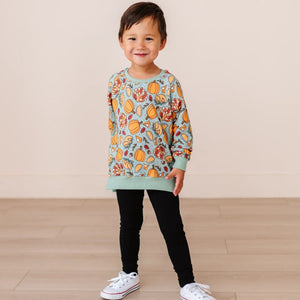 Baby Kids Bamboo Pajamas — Gobble 'til You Wobble Crew Neck Sweatshirt - Green — Image 1