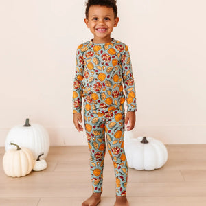 Baby Kids Bamboo Pajamas — Gobble 'til You Wobble Two-Piece Pajama Set - Green — Image 1