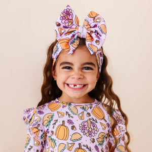 Baby Kids Bamboo Pajamas — Gobble 'til You Wobble Biggie Bow - Pink — Image 1