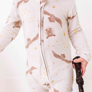 Baby Kids Bamboo Pajamas — Harry Potter™ Hedwig’s Flight Convertible Romper — Image 1