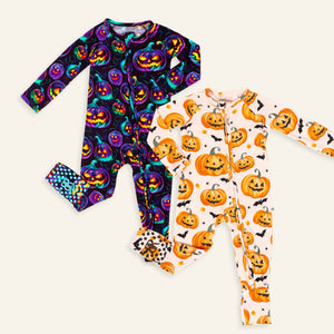 Baby Kids Bamboo Pajamas — Pumpkin About You & Glow Getter Convertible Romper Bundle — Image 1