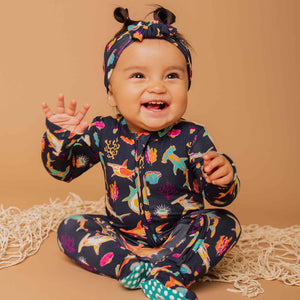 Baby Kids Bamboo Pajamas — Hammer Time Footie — Image 1