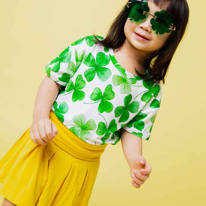 Baby Kids Bamboo Pajamas — Happy Go Lucky T-Shirt — Image 1