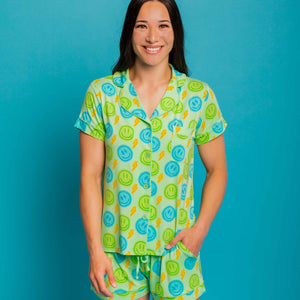 Baby Kids Bamboo Pajamas — Happy Surge Women's Collar Shirt & Shorts Set — Image 1