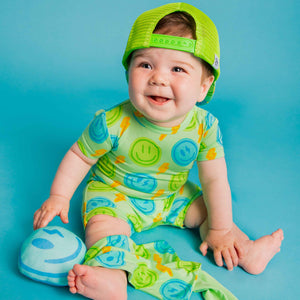 Baby Kids Bamboo Pajamas — Happy Surge Shortie Romper — Image 1