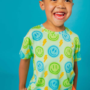 Baby Kids Bamboo Pajamas — Happy Surge T-Shirt — Image 1