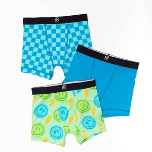 Baby Kids Bamboo Pajamas — Happy Surge 3-Pack Boy's Boxer Brief Underwear — Image 1