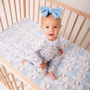 Baby Kids Bamboo Pajamas — Harry Potter™ Hedwig's Sky Mail Crib Sheet — Image 1