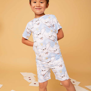 Baby Kids Bamboo Pajamas — Harry Potter™ Hedwig's Sky Mail Short Sleeve Pajama Shorts Set — Image 1