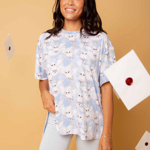 Baby Kids Bamboo Pajamas — Harry Potter™ Hedwig's Sky Mail Women's Oversized T-Shirt & Biker Shorts Set — Image 1