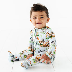 Baby Kids Bamboo Pajamas — Herd It Here First Footie — Image 1