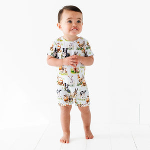 Baby Kids Bamboo Pajamas — Herd It Here First Shortie Romper — Image 1