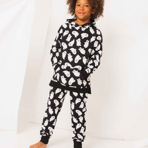 Baby Kids Bamboo Pajamas — Here Ghost Nothing Hooded Jogger Set — Image 1