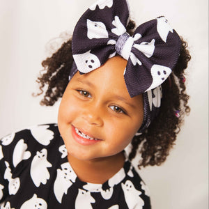 Baby Kids Bamboo Pajamas — Here Ghost Nothing Biggie Bow — Image 1