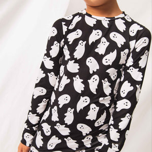 Baby Kids Bamboo Pajamas — Here Ghost Nothing Long Sleeve Pajama Set — Image 1