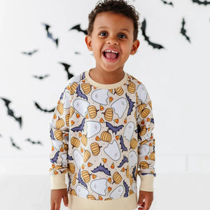 Baby Kids Bamboo Pajamas — Hide and Ghost Seek Crew Neck Sweatshirt — Image 1